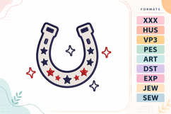 Patriotic Horseshoe 4th of July Embroidery Design Product Image 1