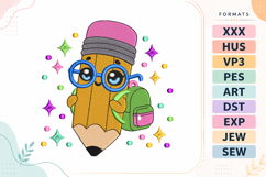 Kawaii Back To School Pencil Embroidery Design Product Image 1