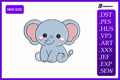 Cute Baby Elephant Mini Size Embroidery Design Product Image 1