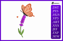 Butterfly Flower Spring Embroidery Design Product Image 1