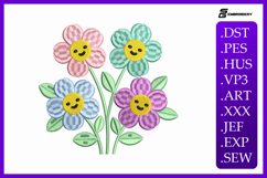 Happy Smiley Flowers Spring Embroidery Design Product Image 1