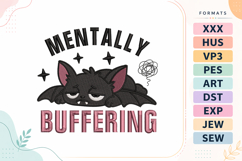 Sleepy Bat Halloween Quote Embroidery Design Product Image 1