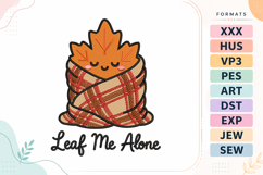Autumn Leaf Me Alone Embroidery Design Product Image 1