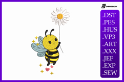 Cute Bee with Flower Embroidery Design Product Image 1