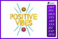 Positive Vibes Quote Embroidery Design Product Image 1