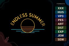 Endless Summer Retro Sunset Beach Embroidery Design Product Image 1