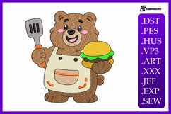 Father’s Day BBQ Bear Embroidery Design Product Image 1
