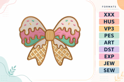Ice Cream Bow Summer Embroidery Design Product Image 1