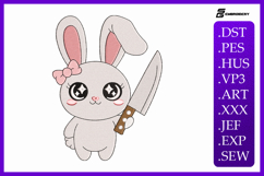 Cute Kawaii Bunny Embroidery Design Product Image 1