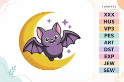 Halloween Bat Moon Embroidery Design Product Image 1