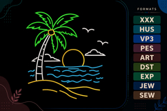 Sunset Palm Tree Summer Embroidery Design Product Image 1