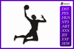 Basketball Dunk Silhouette Embroidery Design Product Image 1