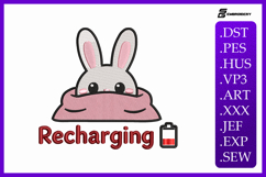 Recharging Bunny Animal Quote Embroidery Design Product Image 1