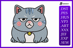 Grumpy Kawaii Cat Animal Embroidery Design Product Image 1