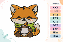 Autumn Cozy Fox Embroidery Design Product Image 1