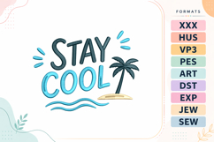 Stay Cool Summer Beach Quote Embroidery Design Product Image 1