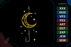 Moon Fishing Hook Summer Embroidery Design Product Image 1