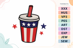 Patriotic Tumbler 4th of July Embroidery Design Product Image 1