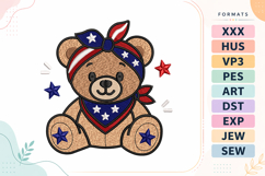 Cute Teddy Bear 4th of July Embroidery Design Product Image 1