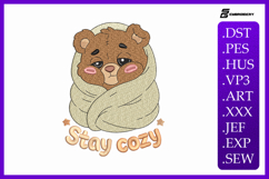 Stay Cozy Bear Embroidery Design Product Image 1
