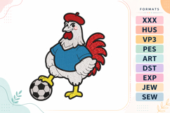 French Rooster Soccer Sports Embroidery Design Product Image 1