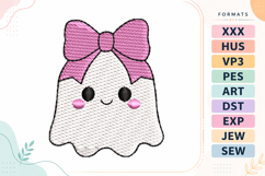 Mini Halloween Cute Ghost Girl Embroidery Design Product Image 1