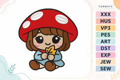 Autumn Mushroom Girl Embroidery Design Product Image 1