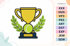 Tennis Champion Trophy Award Embroidery Design Product Image 1