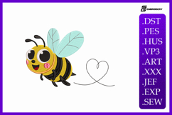 Cute Kawaii Bee Spring Embroidery Design Product Image 1