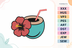 Coconut Drink Summer Tropical Embroidery Design Product Image 1