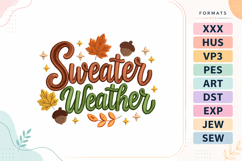Autumn Sweater Weather Quote Embroidery Design Product Image 1