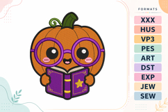 Halloween Cute Pumpkin Reader Embroidery Design Product Image 1