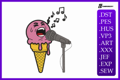 Singing Ice Cream Summer Embroidery Design Product Image 1