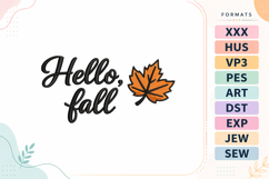 Hello Fall Autumn Embroidery Design Product Image 1