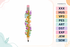 Floral Pencil Back To School Embroidery Design Product Image 1