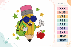 Cool Pencil Back To School Embroidery Design Product Image 1