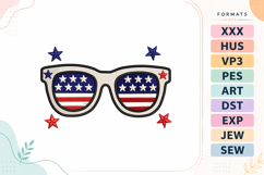 Patriotic Sunglasses 4th of July Embroidery Design Product Image 1