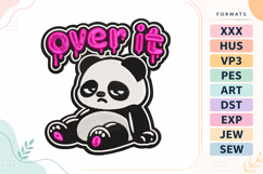 Over It Panda Animals Quote Embroidery Design Product Image 1