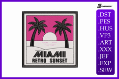 Miami Retro Sunset Embroidery Design Product Image 1