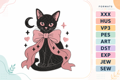 Black Cat Halloween Kitty Embroidery Design Product Image 1