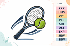 Tennis Racket Sports Match Embroidery Design Product Image 1