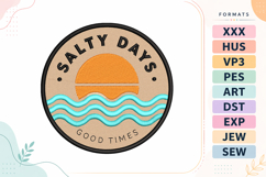 Summer Beach Sunset Badge Embroidery Design Product Image 1