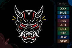 Halloween Oni Mask Embroidery Design Product Image 1