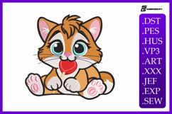 Cute Orange Kitten Baby Embroidery Design Product Image 1