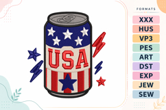 Patriotic Soda 4th of July Embroidery Design Product Image 1