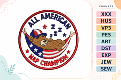 Cute Bear 4th of July Patch Embroidery Design Product Image 1