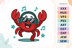 Cute Dancing Crab Summer Embroidery Design Product Image 1