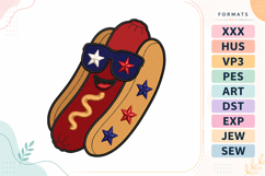 Patriotic Hot Dog 4th of July Embroidery Design Product Image 1