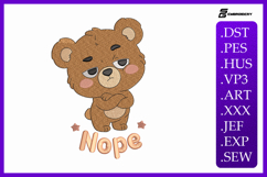 Nope Teddy Bear Embroidery Design Product Image 1