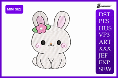 Cute Bunny with Flower Mini Size Embroidery Design Product Image 1